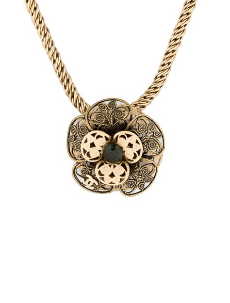 chanel camelia necklace|More.